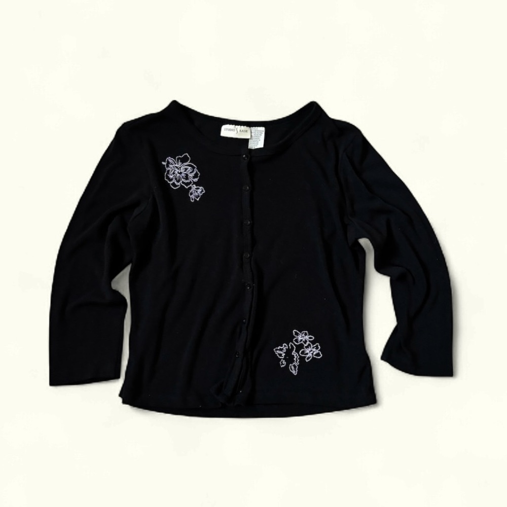Vintage embroidered button-up cardigan